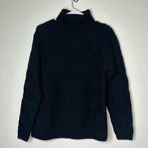 Lauren Ralph Lauren Black Thick Knit Turtleneck Sweater Small
